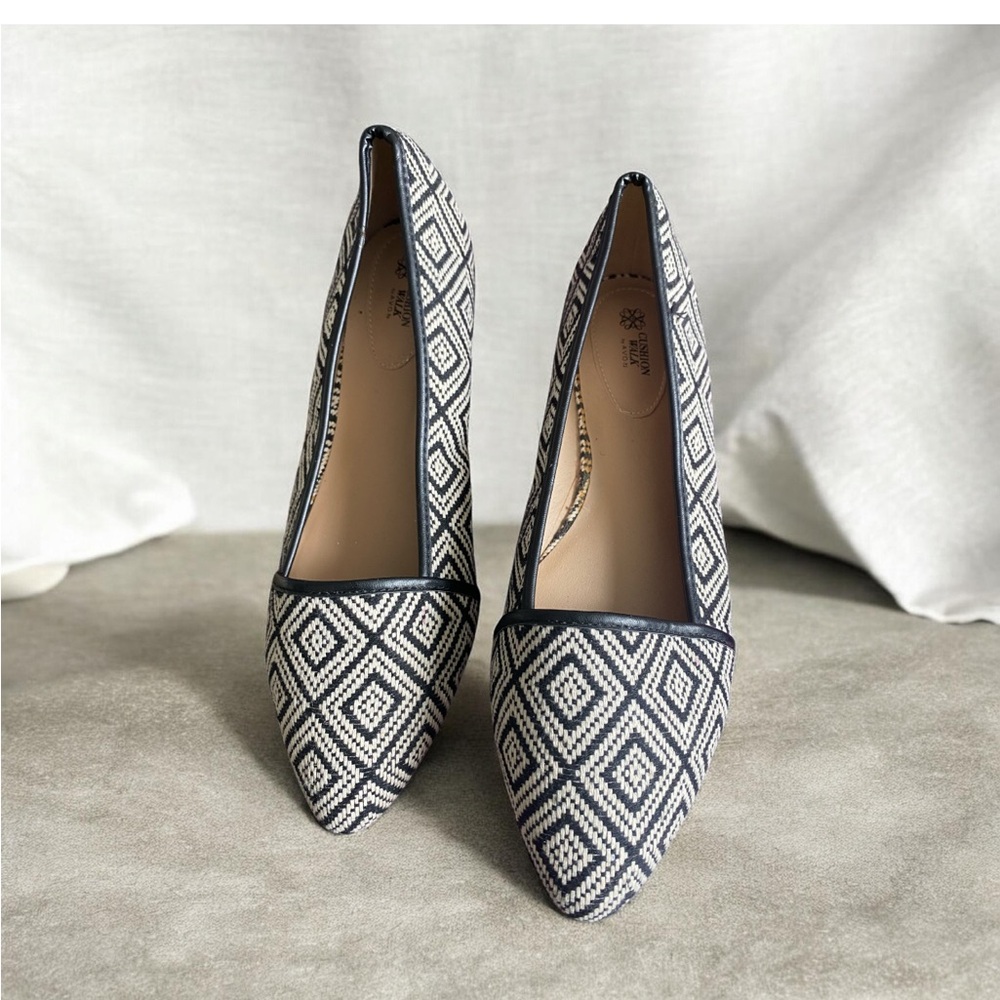 Avon Black and White Geometric Cushion Steps Flats - Picture 3 of 15